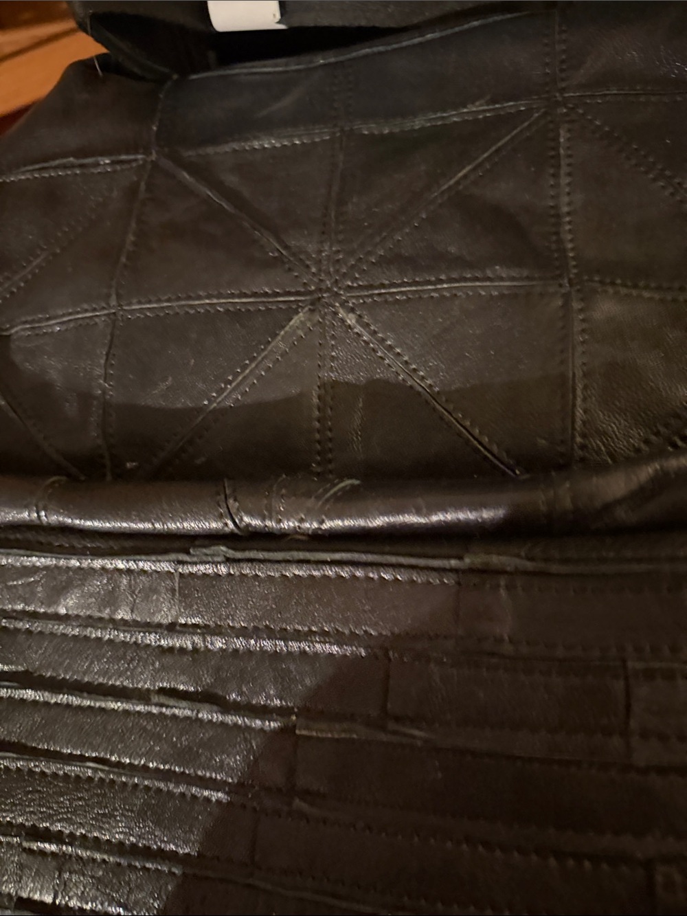 Studded Black Leather Tote Bag with Wristlet - Picture 6 of 6